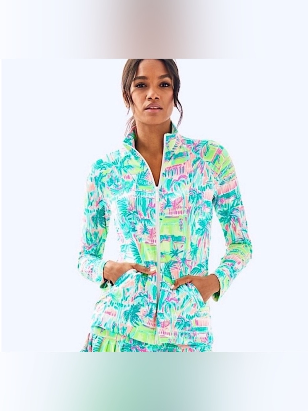 Lilly Pulitzer S Luxlectic Jacket Meryl Perfect Match Zip Up hadlee jacket 29742 - Picture 1 of 7